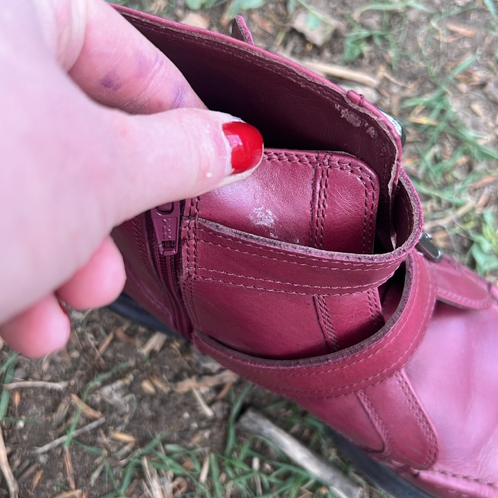 Free people leather Burgundy Buckle Ankle Boots - Picture 4 of 8